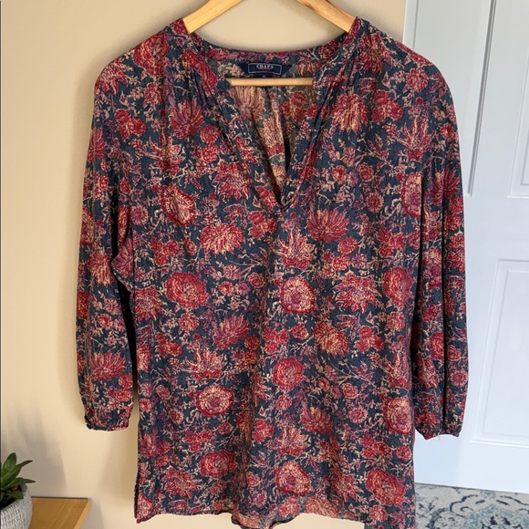 Chaps Denim Tops - Chaps Denim multi floral print cotton v neck blouse